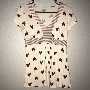 Cream and red heart shirt